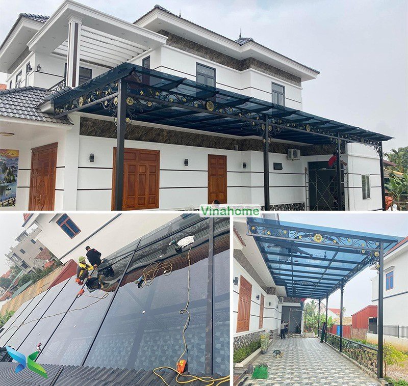 Mái sảnh hiên tấm nhựa thông minh màu ghi xám